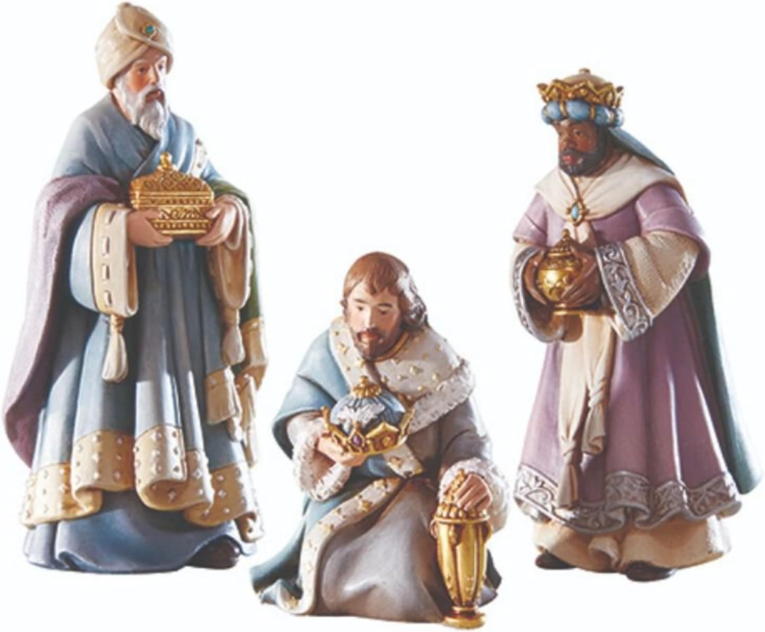 Christian Brands 3 Kings Nativity Set displayed on a mantle