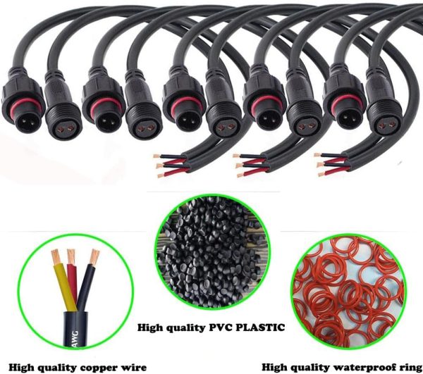 QOFOWIN LED Waterproof Connector 2 Pin Copper Cable IP68-3