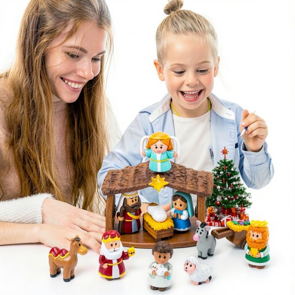 JO Nativity Set Durable Mini Figurines Christmas Playset-7