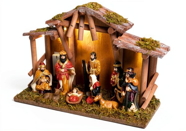 NUKBIL Nativity Set Light Up Christmas Scene Resin Figures-1