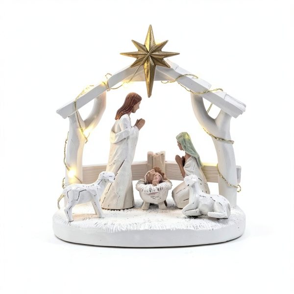 Hotme Nativity Set with Lights Resin Christmas Home Decor-4