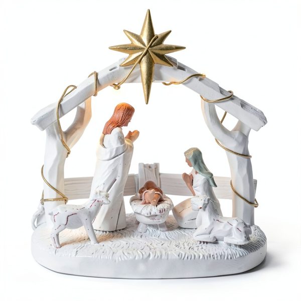 Hotme Nativity Set with Lights Resin Christmas Home Decor-3
