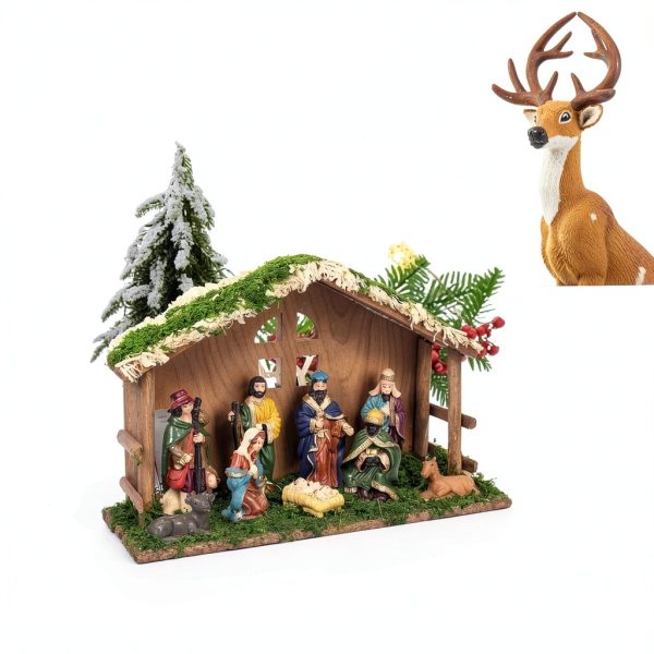 PALZIK Nativity Set Wood Resin Hand Painted Christmas-4