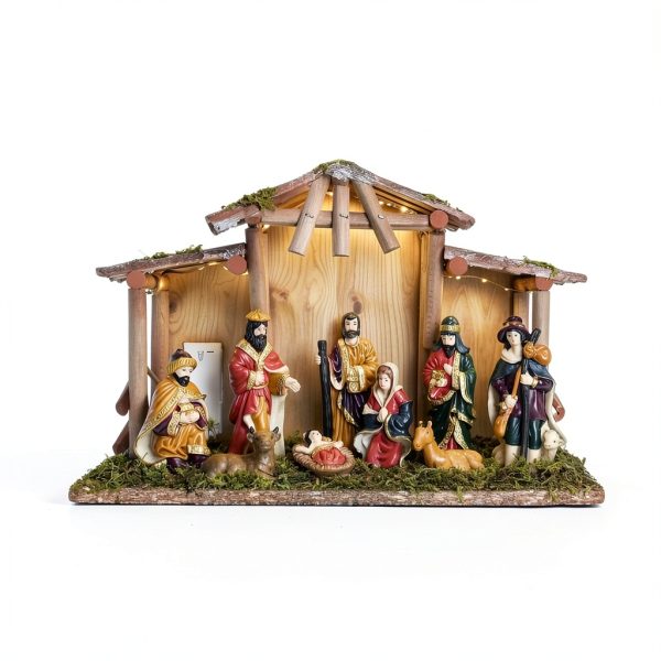 NUKBIL Nativity Set Light Up Christmas Scene Resin Figures-5