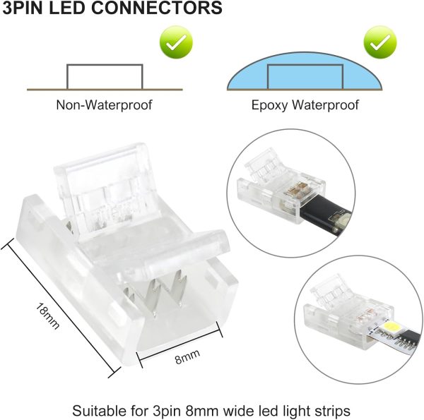 RGBZONE 3 Pin LED Strip Connectors Waterproof Modern Design-1