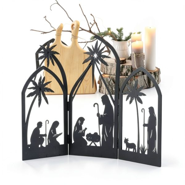 OULYDEKO Nativity Scene Black Stainless Steel Tabletop Decor-3