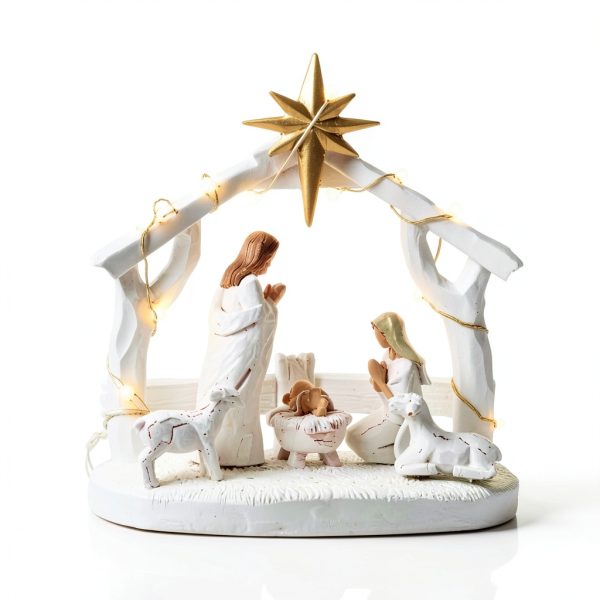 Hotme Nativity Set with Lights Resin Christmas Home Decor-0