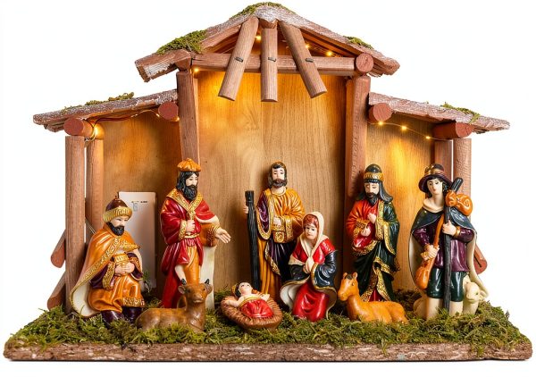 NUKBIL Nativity Set Light Up Christmas Scene Resin Figures-0