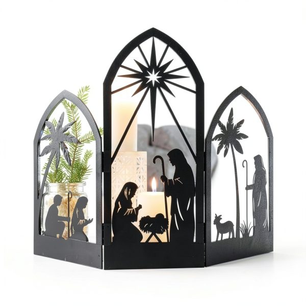 OULYDEKO Nativity Scene Black Stainless Steel Tabletop Decor-2