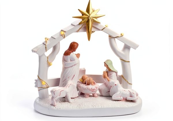 Hotme Nativity Set with Lights Resin Christmas Home Decor-1