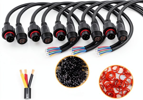 QOFOWIN LED Waterproof Connector Copper Cable 4Pin Way-3