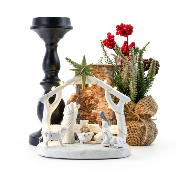 Hotme Nativity Set with Lights Resin Christmas Home Decor-5