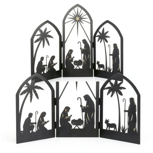 OULYDEKO Nativity Scene Black Stainless Steel Tabletop Decor-1