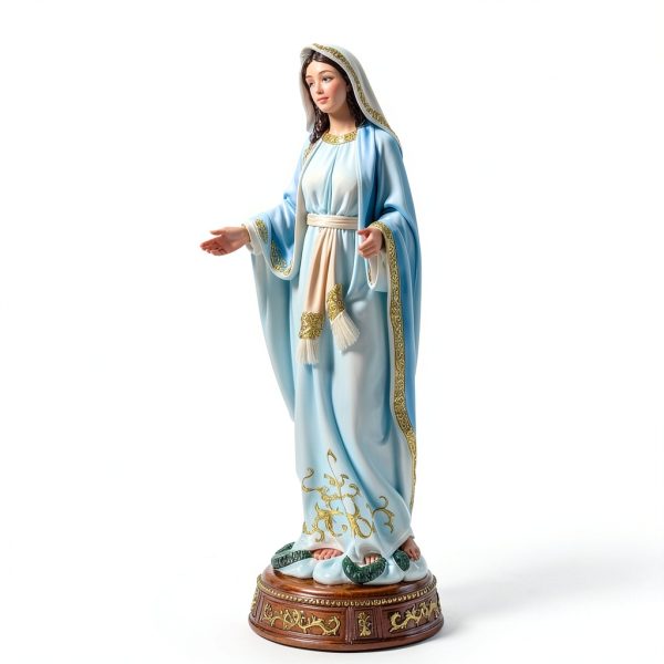 Ultym Virgin Mary Statue Hand Painted Stone Resin Home Altar-4