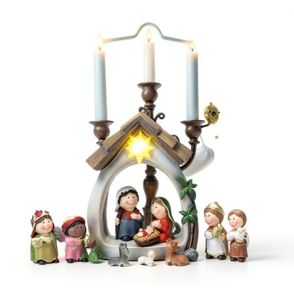Sintuff Nativity Scene Resin Christmas Decor with Lights-5