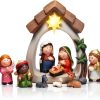 Sintuff Nativity Scene Resin Christmas Decor with Lights-0