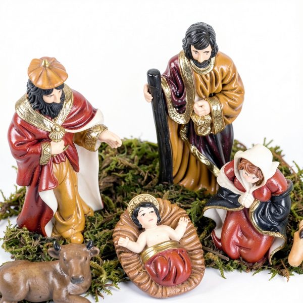 NUKBIL Nativity Set Light Up Christmas Scene Resin Figures-2