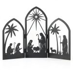 OULYDEKO Nativity Scene Black Stainless Steel Tabletop Decor-0