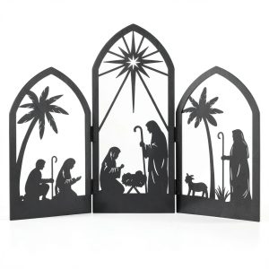 OULYDEKO Nativity Scene Black Stainless Steel Tabletop Decor-0