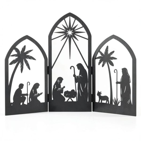 OULYDEKO Nativity Scene Black Stainless Steel Tabletop Decor-0