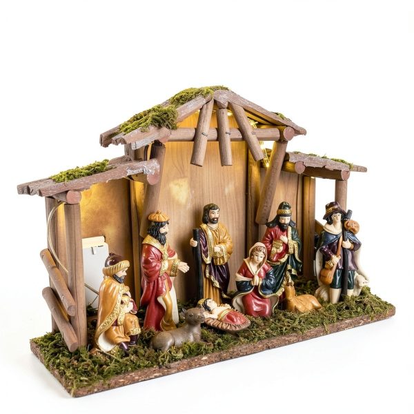 NUKBIL Nativity Set Light Up Christmas Scene Resin Figures-4