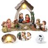 Sintuff Nativity Scene Resin Christmas Decor with Lights-4