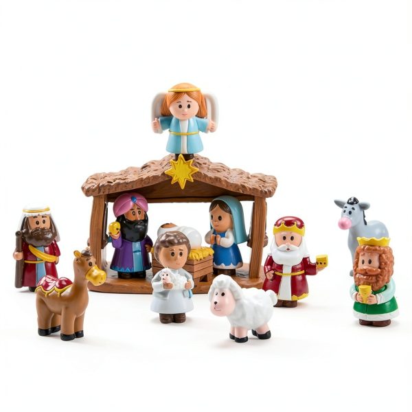 JO Nativity Set Durable Mini Figurines Christmas Playset-5
