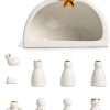 WESTBOAT Ceramic Nativity Set White Gold Christmas Decor-5