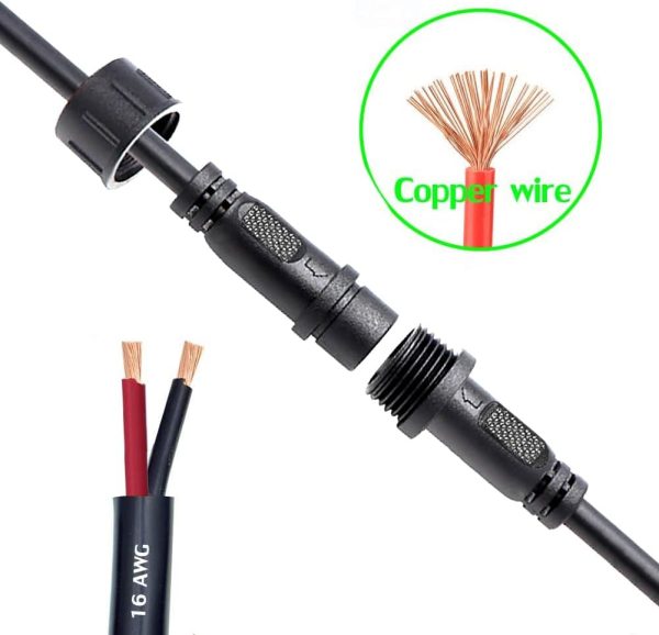 QOFOWIN LED Waterproof Connector 2 Pin Copper Cable IP68-4