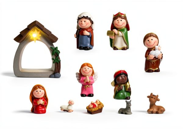 Sintuff Nativity Scene Resin Christmas Decor with Lights-1
