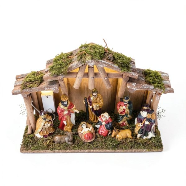 NUKBIL Nativity Set Light Up Christmas Scene Resin Figures-7