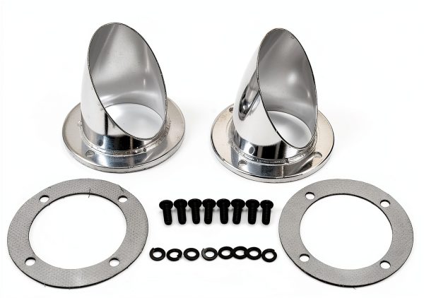 LKST Exhaust Header Chrome 3 1/2" Side Pipe with 360° Rotation-0