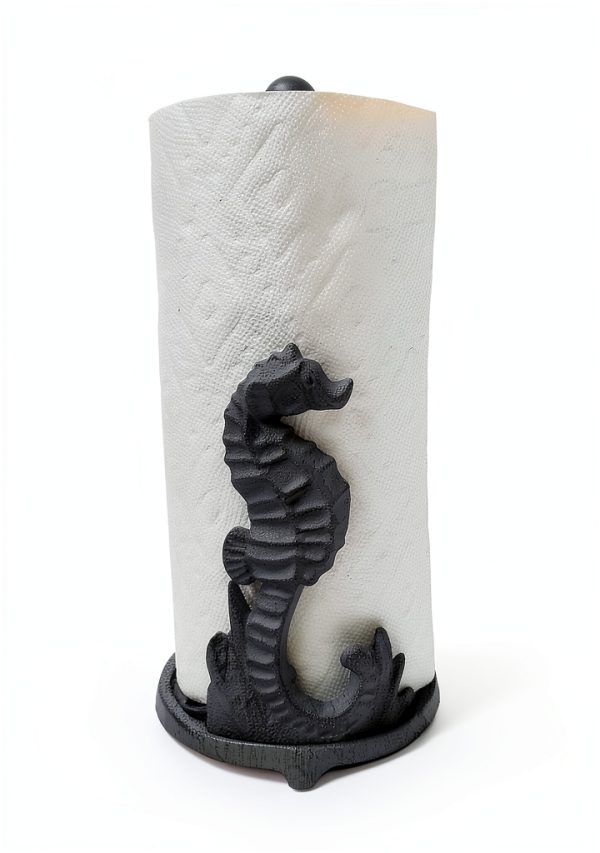 Cast Iron Seafoam Green Sea Horse Paper Towel Holder by De Leon-2