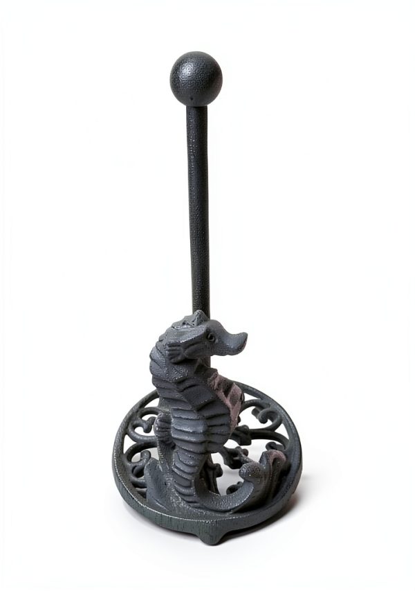 Cast Iron Seafoam Green Sea Horse Paper Towel Holder by De Leon-4