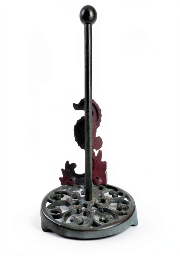 Cast Iron Seafoam Green Sea Horse Paper Towel Holder by De Leon-3