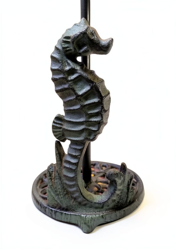 Cast Iron Seafoam Green Sea Horse Paper Towel Holder by De Leon-1