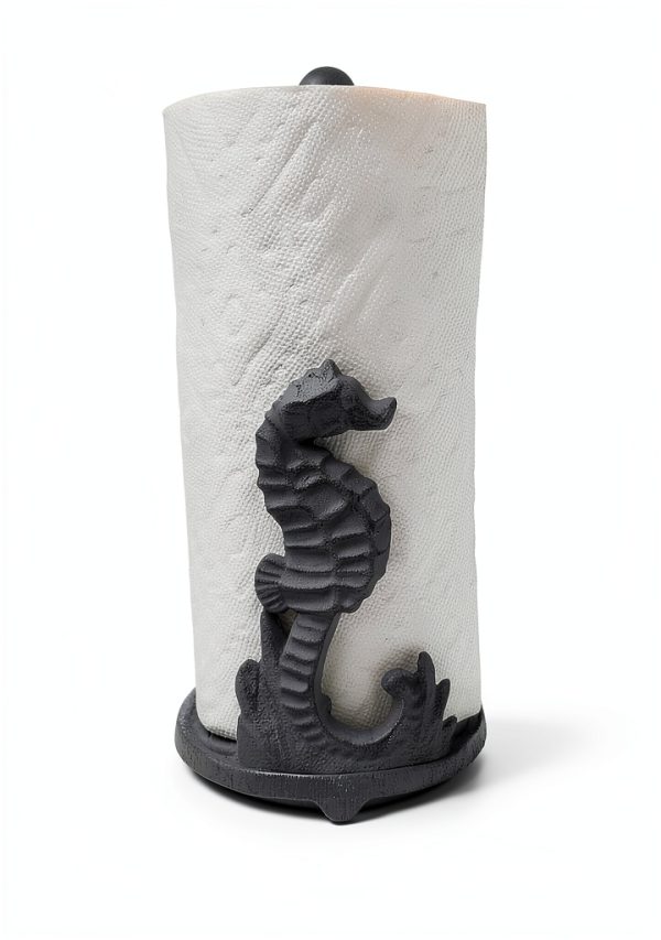 Cast Iron Seafoam Green Sea Horse Paper Towel Holder by De Leon-6