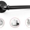 Livabber Industrial Pipe Toilet Paper Holder - Vintage Style DIY Wall Mount Roll Tissue Towel Holder for Bathroom Living Room and Kitchen (9", Black)-2