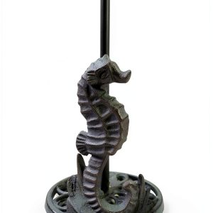 Cast Iron Seafoam Green Sea Horse Paper Towel Holder by De Leon-0