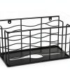 Paper Towel Dispenser Siyzda Metal Wood Holder Matte Black Wall Mount-1